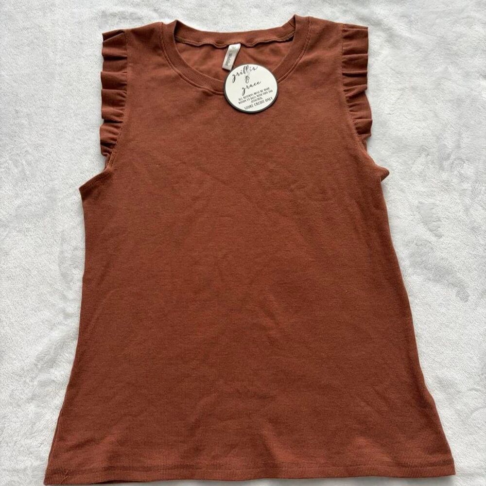 Wishlist Ruffle Sleeve Tank Top Women's L NWT Office Siren Workwear Summer